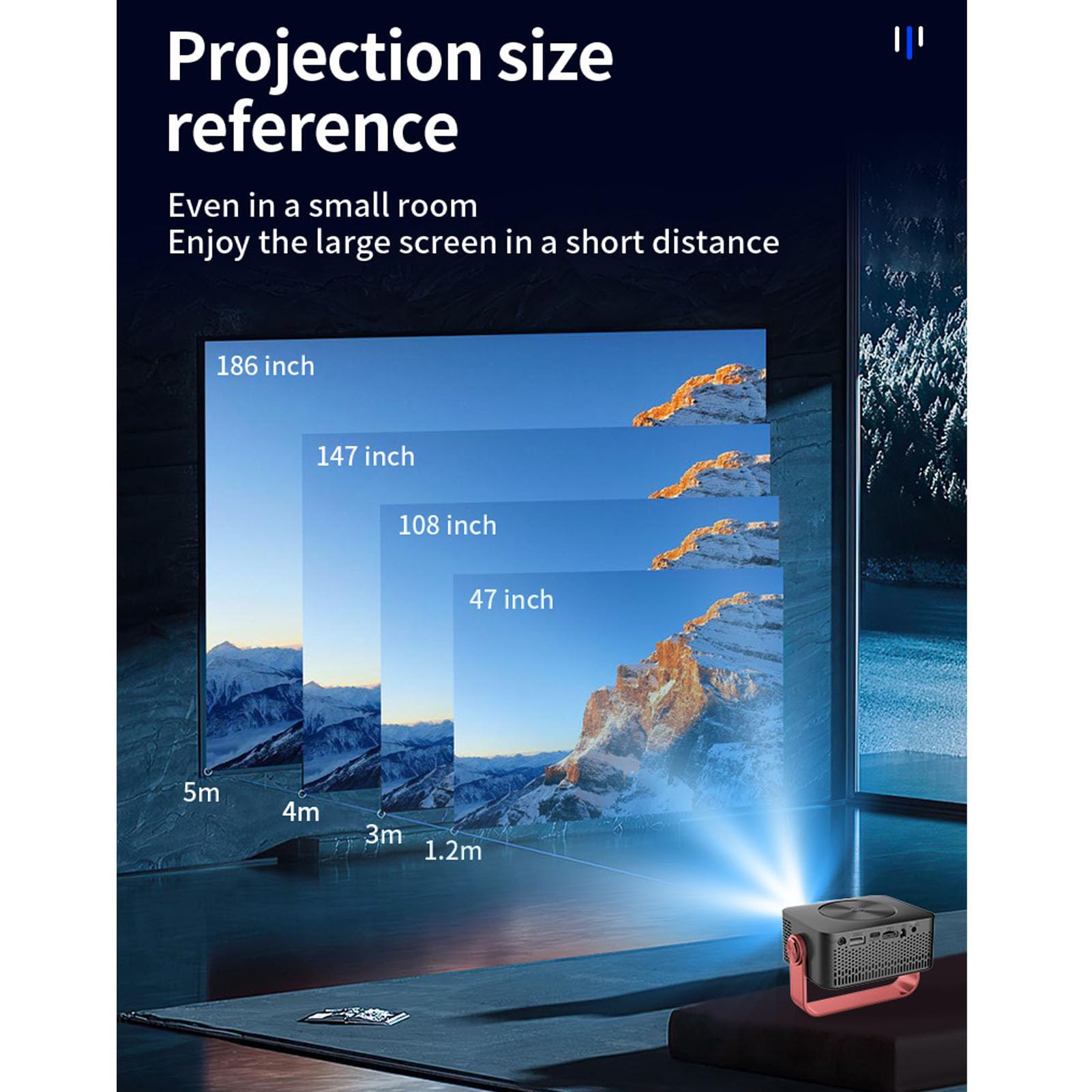 Annadue Mini Proiettore, Proiettore Portatile WiFi 1080P 150ANSI per Cinema All'aperto, Rotazione a 360°, Correzione Trapezoidale Automatica, Dimensioni di Proiezione 20-150 (EU 220V)