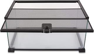 REPTIZOO 10 Gallon Reptile Terrarium Tank - 20x12x10 Glass Habitat with Sliding Screen Top for Lizards, Hamsters, Hedgehogs