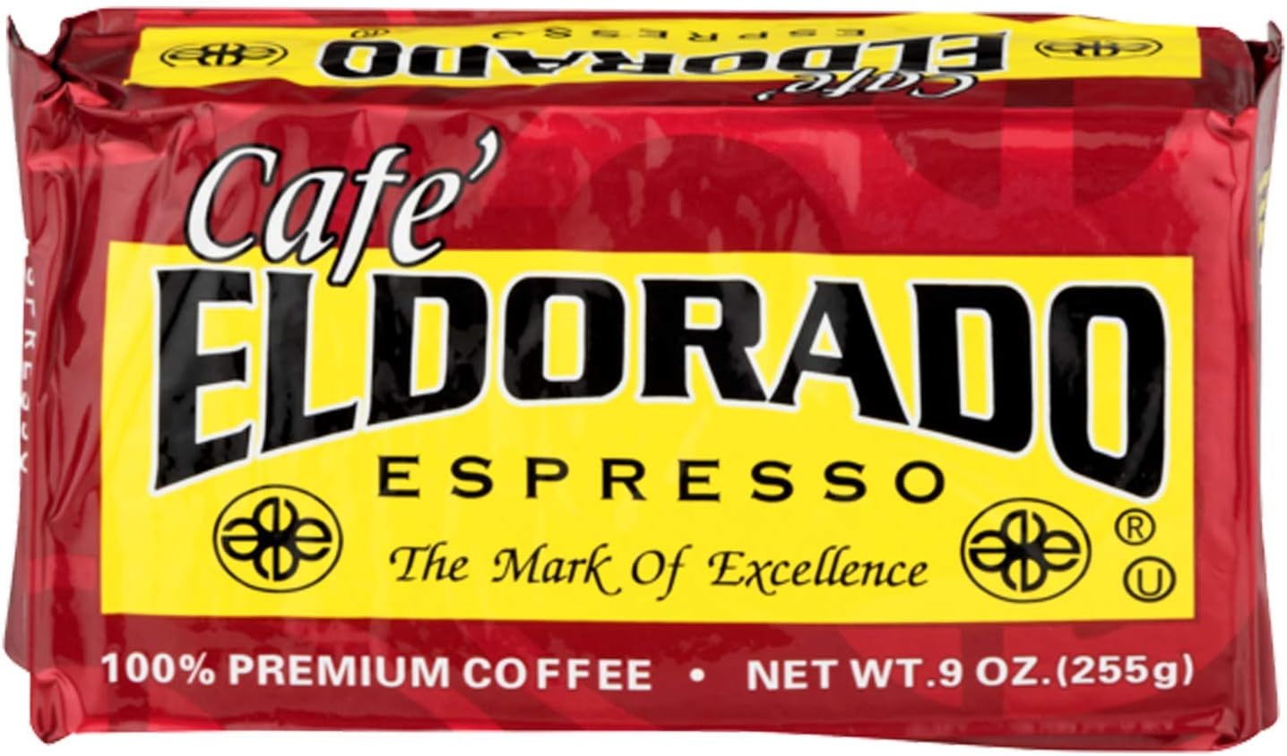 Eldorado Coffee Roasters Finely Ground Dark Roast Espresso - Café Eldorado Espresso - 9oz Brick - Espresso Roast - Central and South America