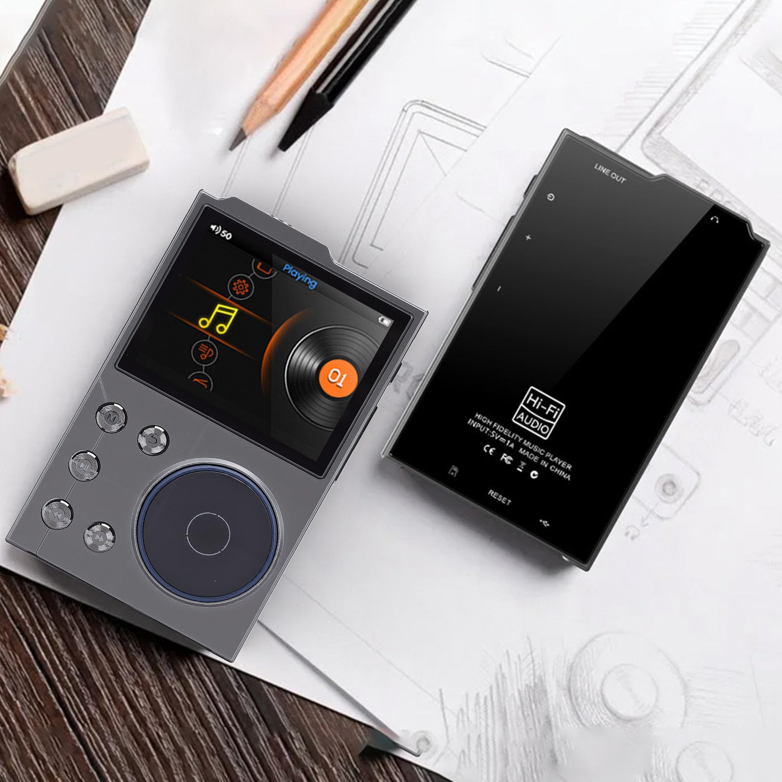 Zunate Lecteur MP3 avec Bluetooth 5.0, Lecteur Audio Portable HiFi sans Perte avec écran HD de 2,4 Pouces, pour Audiophiles, Prend en Charge 256 Go de Mémoire Extensible