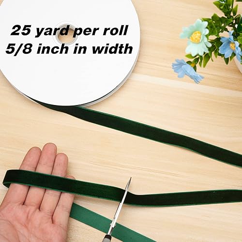 Miniatura 9 de Cinta de terciopelo caqui, cinta de terciopelo dorado vintage de 5/8 pulgadas x 25 yardas, cintas finas para adornos de árbol de Navidad, envoltura