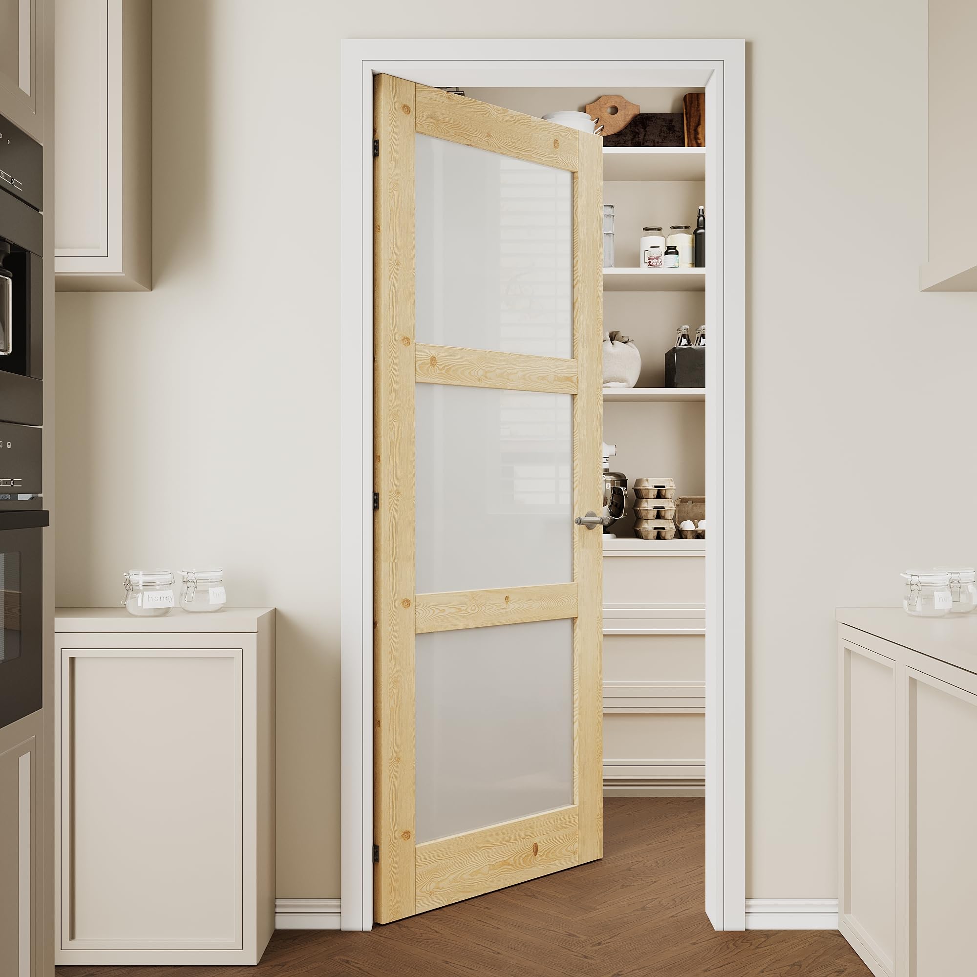 CRUTOP 32x80 3-Lite Frosted Glass Door Slab