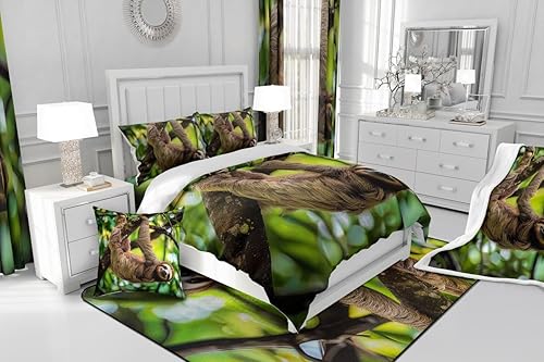 Miniatura 4 de Erosebridal Juego de ropa de cama de perezoso marrón, tamaño Queen, funda de edredón Kawaii para niños, adolescentes y niños, bonita funda de