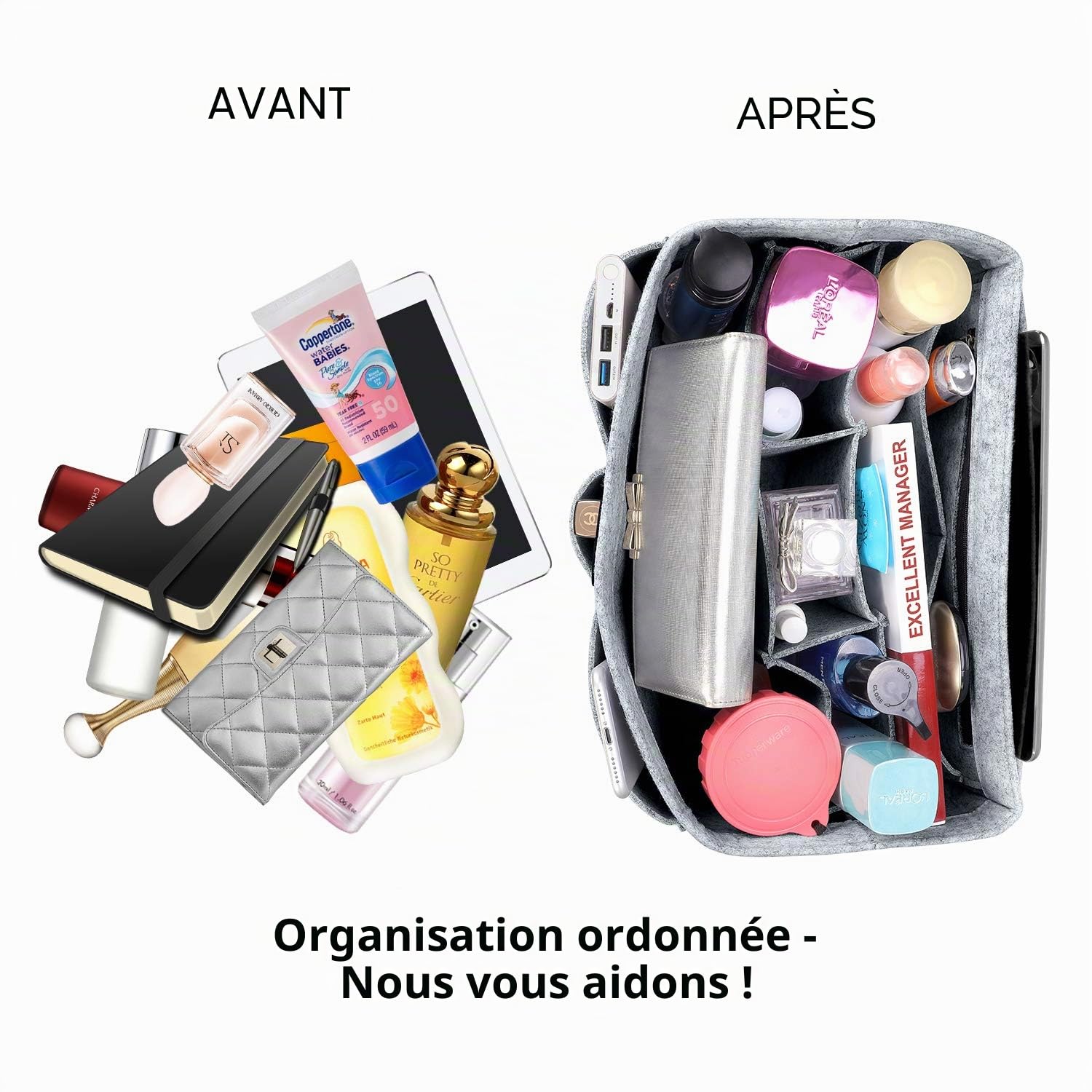 Sac à main en feutre avec poches multiples