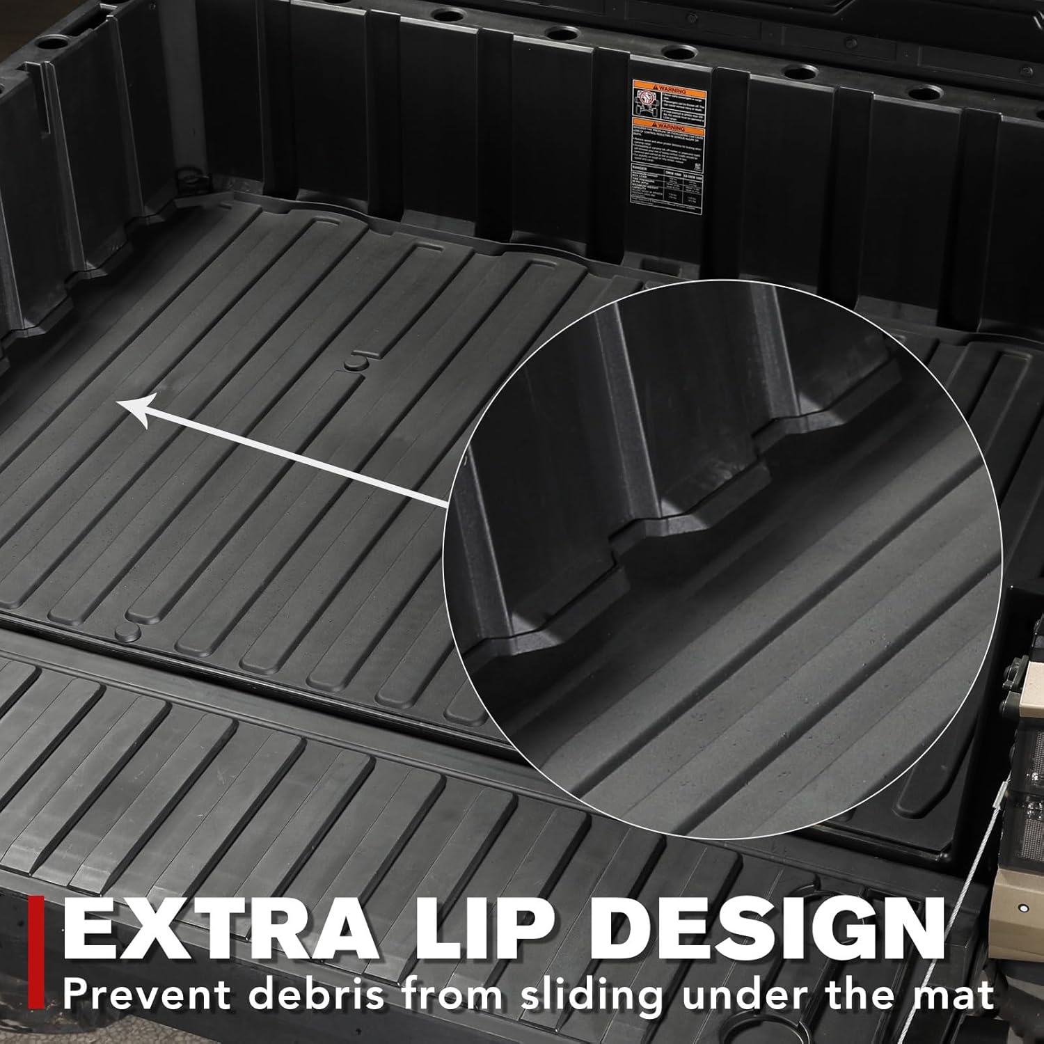 AUPOWER Cargo Bed Mat for Polaris Ranger 1000/1000 XP/1000 XP Crew/Kinetic 2018-2026, UTV Cargo Truck Rear Slush Liner, All Weather TPE Material Protection Accessories, Black, 1PC - Image 5