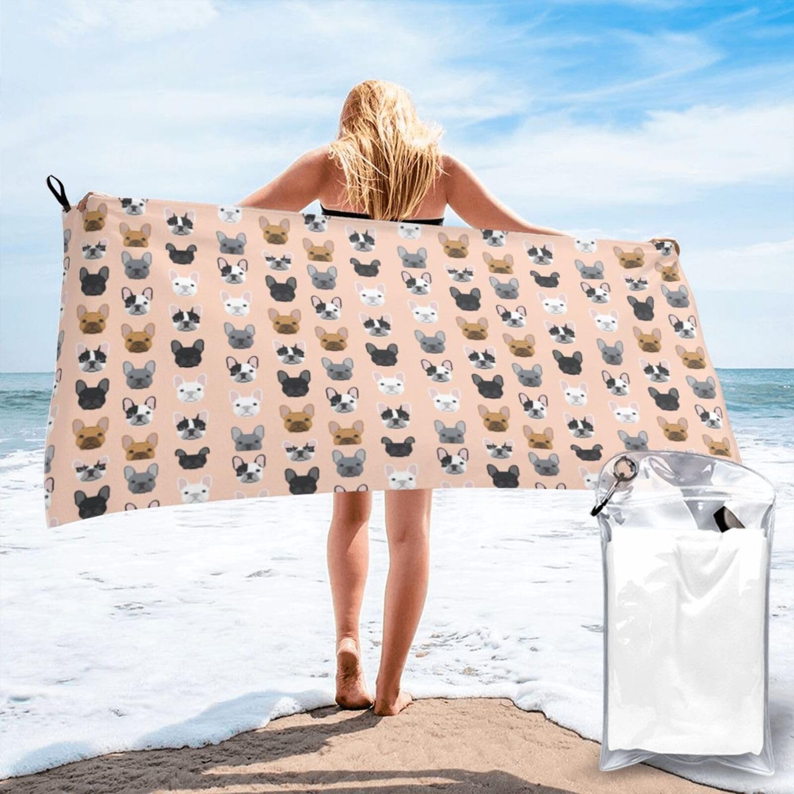 WYCZHY French Print Beach Towel Soft Quick Dry For Spa Pool Gym Vacation Travelers Women Men Adults Sauna Gift