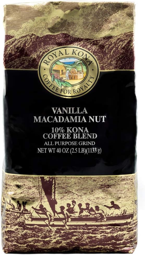 Royal Kona Vanilla Macadamia Nut (10 Kona Coffee) 40 oz Ground