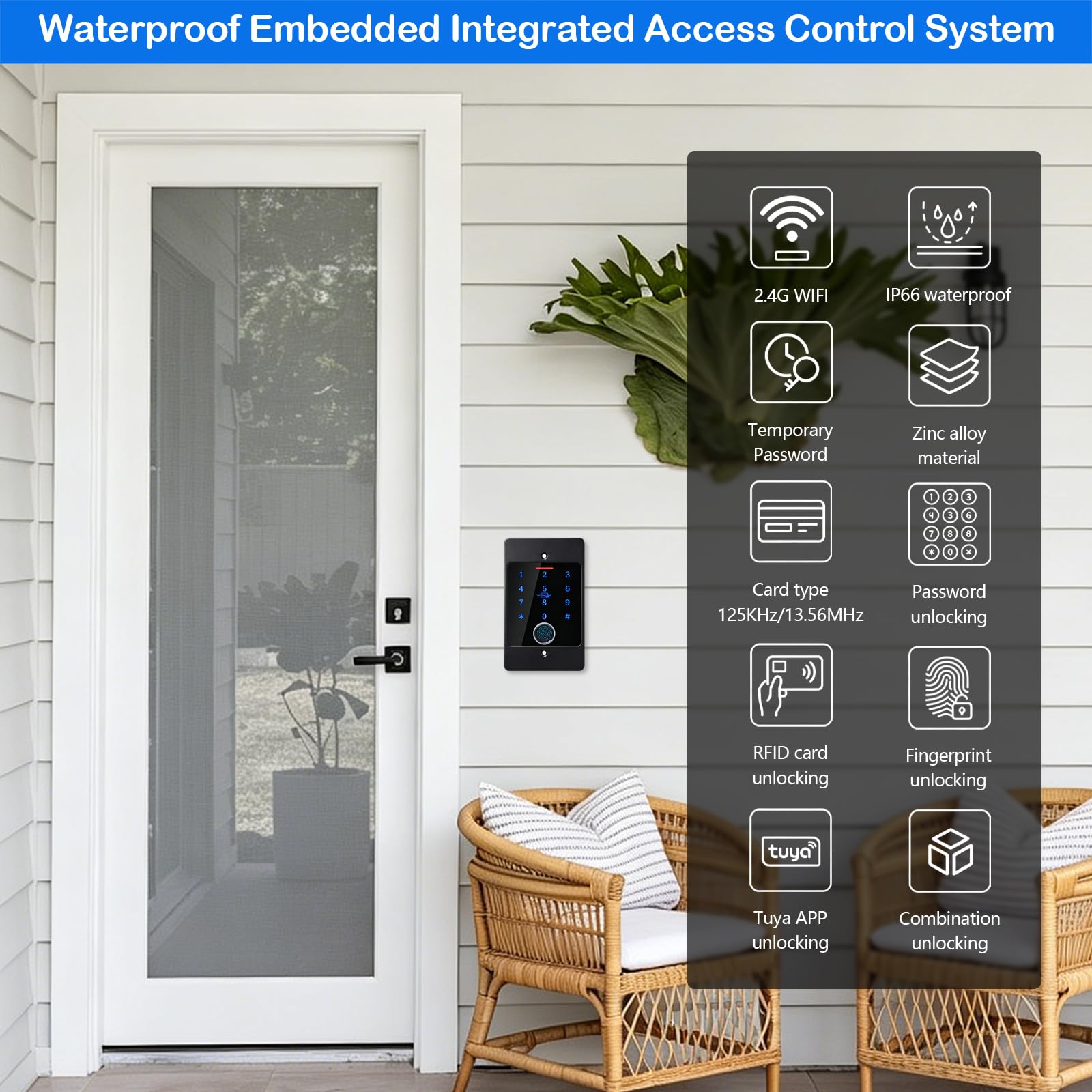Cerradura inteligente, con huella dactilar y contraseña, gestión de contraseñas por app, sistema de cerradura electrónica para puerta principal, para hogar escuela hotel y empresa