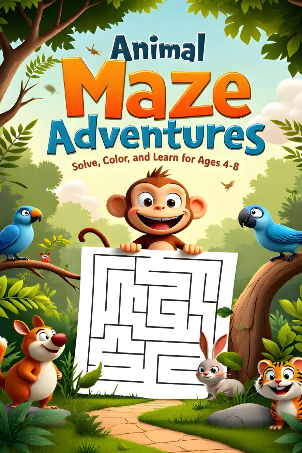 Animal Maze Adventures: Solve, Color, and Learn for Ages 4-8 (The Imagination Builders Activity Book Series)