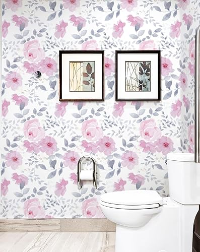 Miniatura 6 de Papel tapiz floral de contacto floral para despegar y pegar, papel tapiz bohemio para dormitorio, papel tapiz de flores rosadas, papel tapiz de