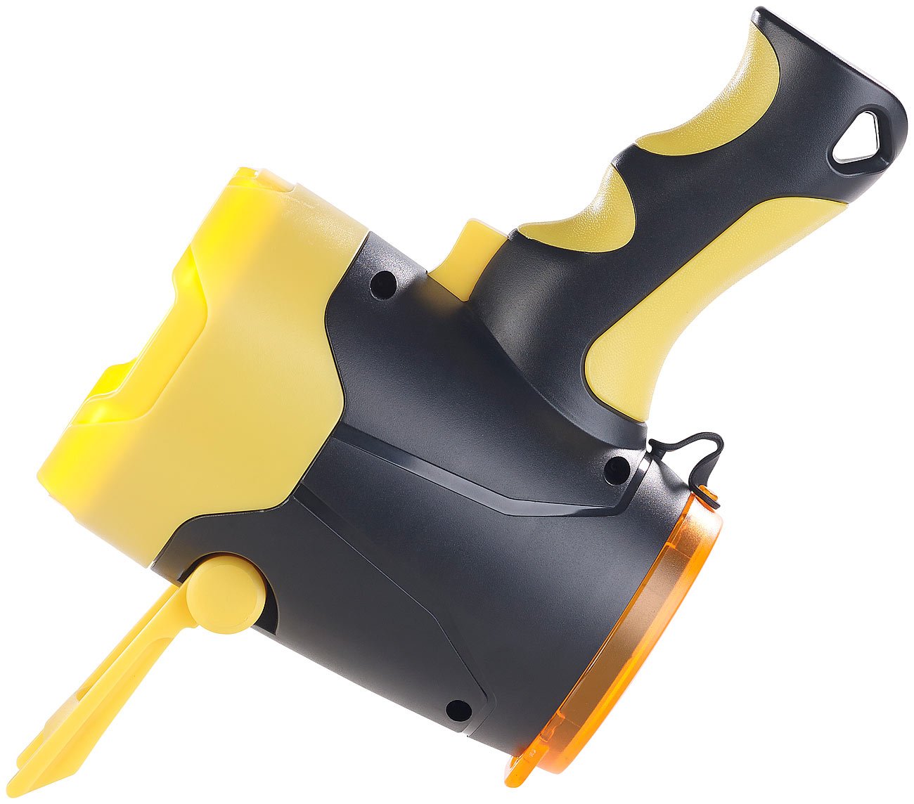 Lunartec Handstrahler: Akku-LED-Handlampe, 10 Watt, bis 400 m Leuchtweite, Powerbank-Funktion (Handscheinwerfer, Akku Handscheinwerfer, Notfall)