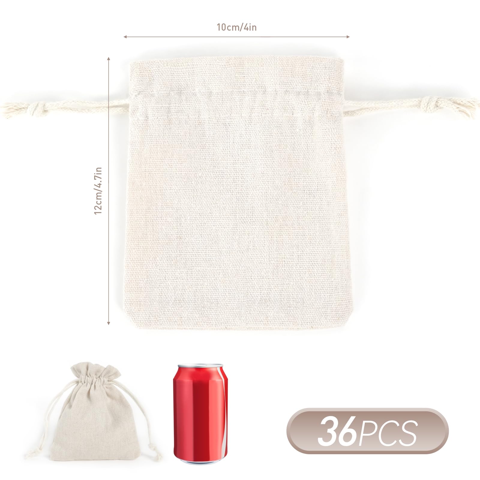 12 Pochons En Coton Avec Cordon 13x18 Cm - Sachets Cadeaux Réutilisables Pour Bijoux, Accessoires, Emballage Zéro Déchet
