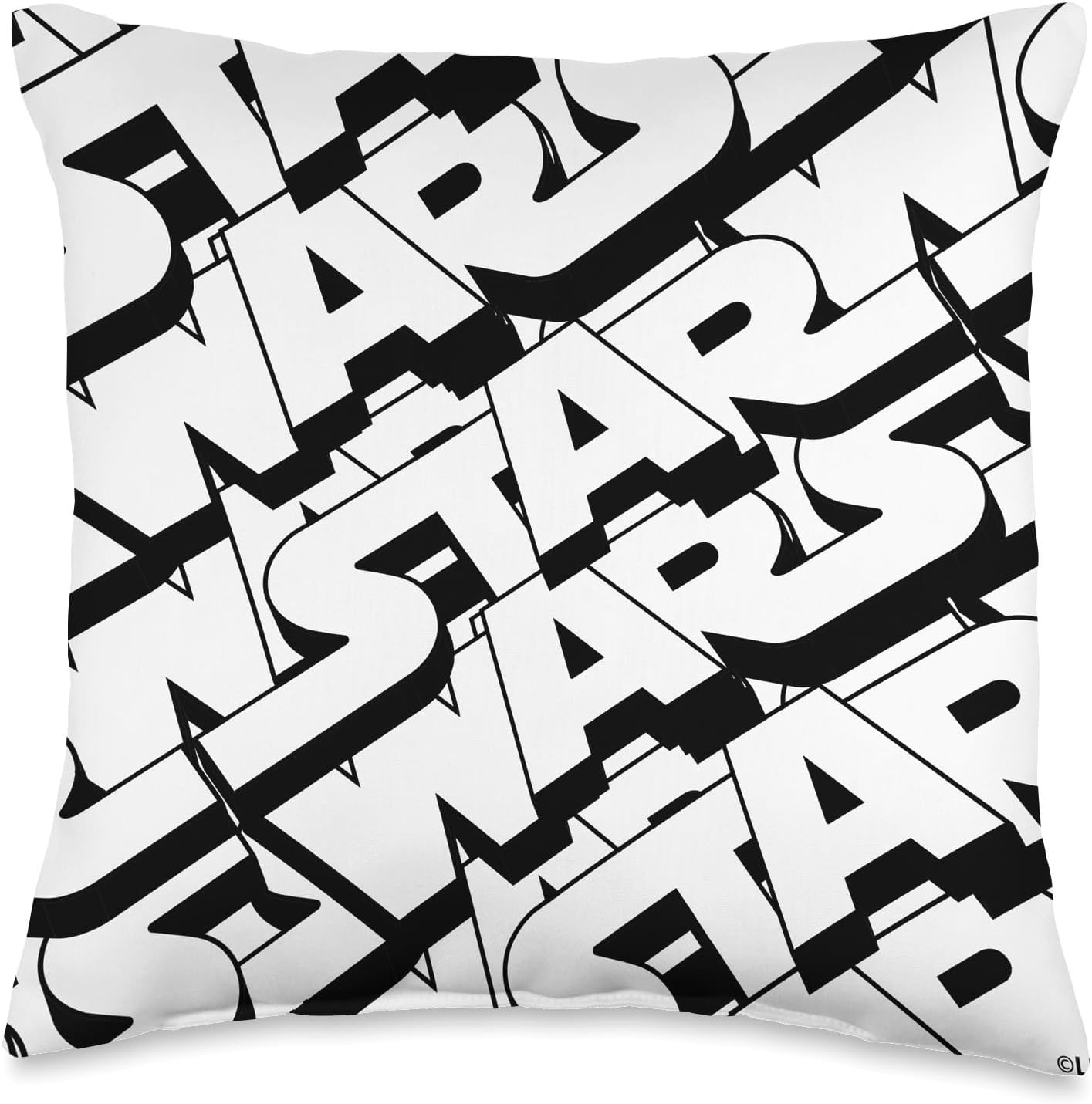 Star Wars Logo Black and White Print Throw Pillow
