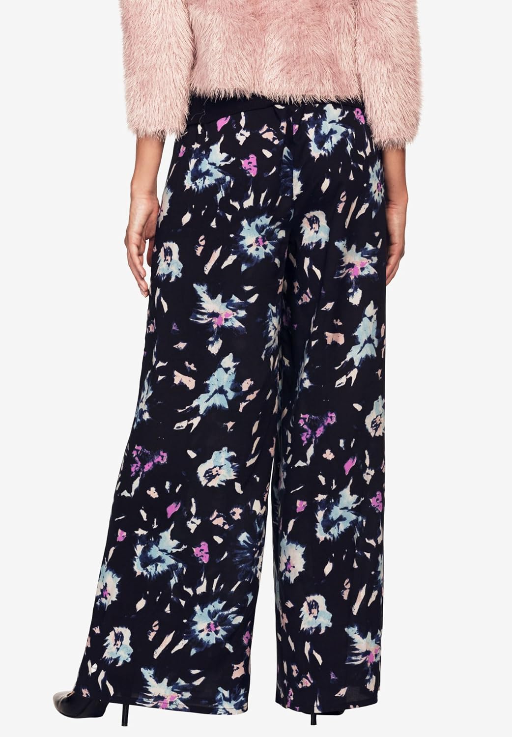 ellos Plus Size Wide-Leg Soft Pants with Back Elastic