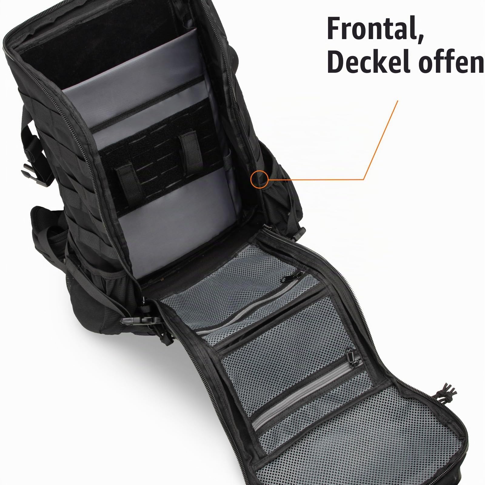 Jueachy Rucksack Herren Schwarz 30L: Molle Taktische Wanderrucksack 180° Geöffnet Einfacher Zugriff Militär Laptop Rucksack Outdoor Trekkingrucksack Arbeitsrucksack für Assault Fitnessstudio Arbeit