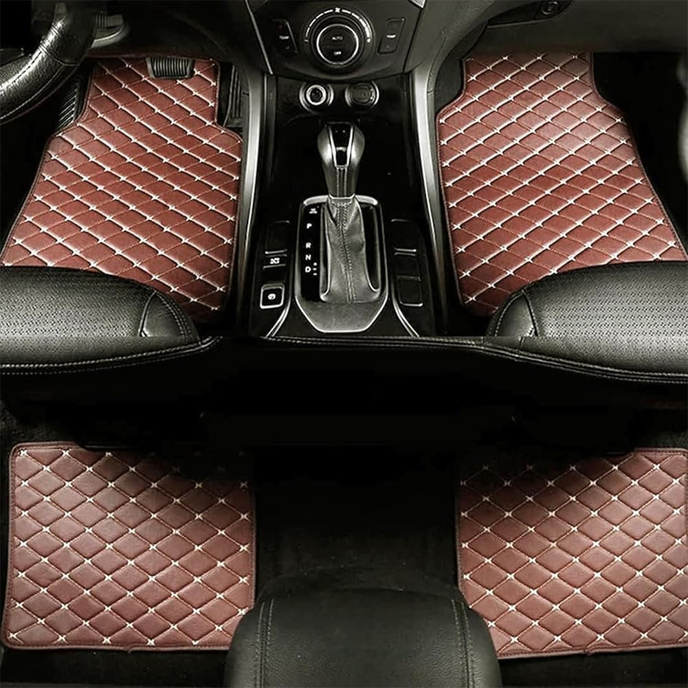 4Pcs Leather Car Floor Mats for Mini 5-door (F65) 2024+, Waterproof Nonslip Carpets Protection Mat All Weather Protection Liners,Coffee