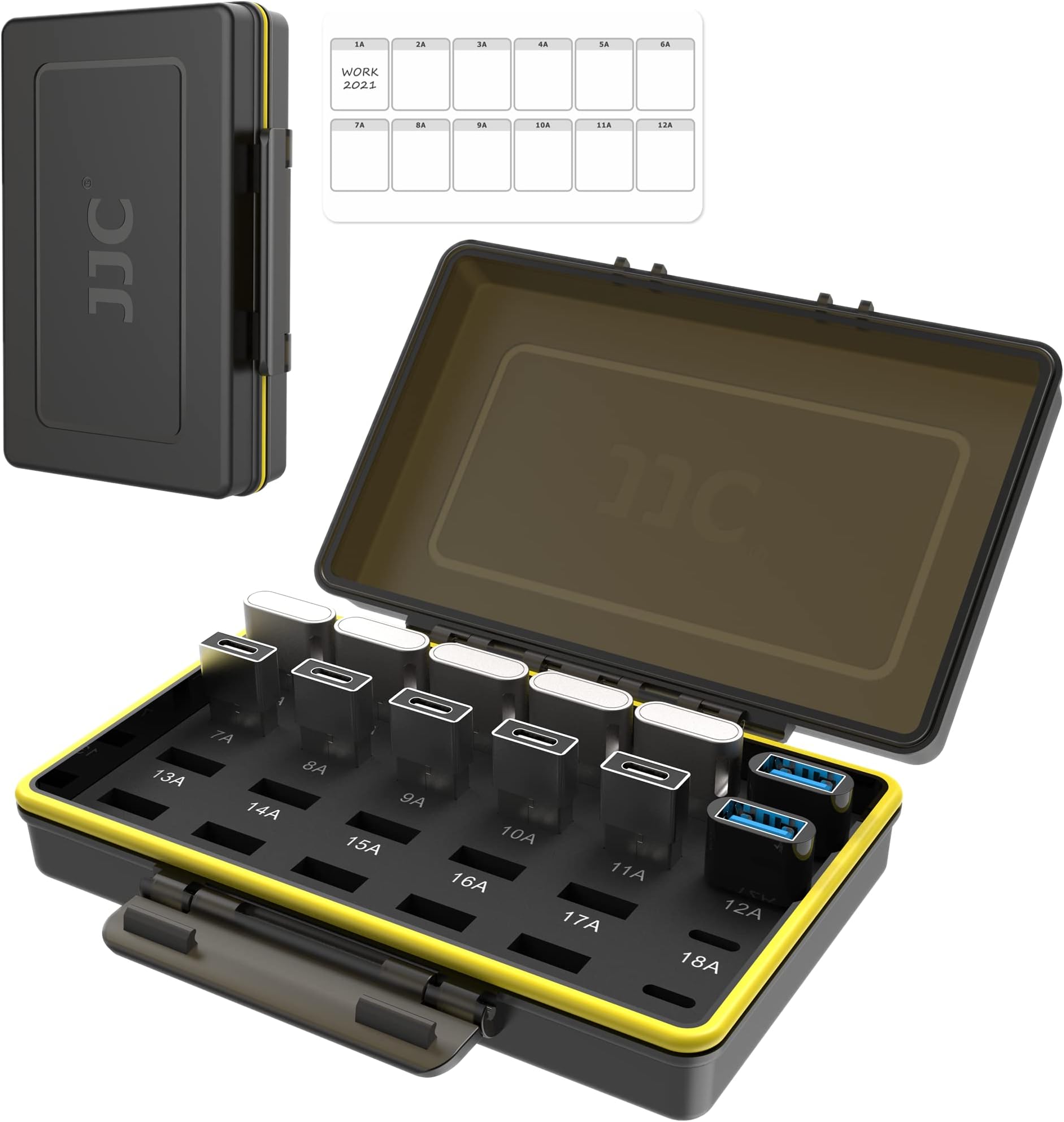 20 USB A + 4 USB C Slots 1" Mini USB Device Anti-Lost Storage Holder Case for PC Laptop Small USB Flash Drive Thumb Drive Dongle Adapter USB A C Converter Nano USB WiFi Adapters