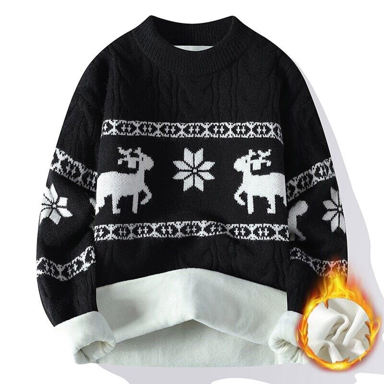 Genérico Jerseis NavideñOs Hombre,SuéTer De Invierno Abrigo CáLido De Lana De Punto Jersey con Estampado De Ciervo Prenda Informal Elegante