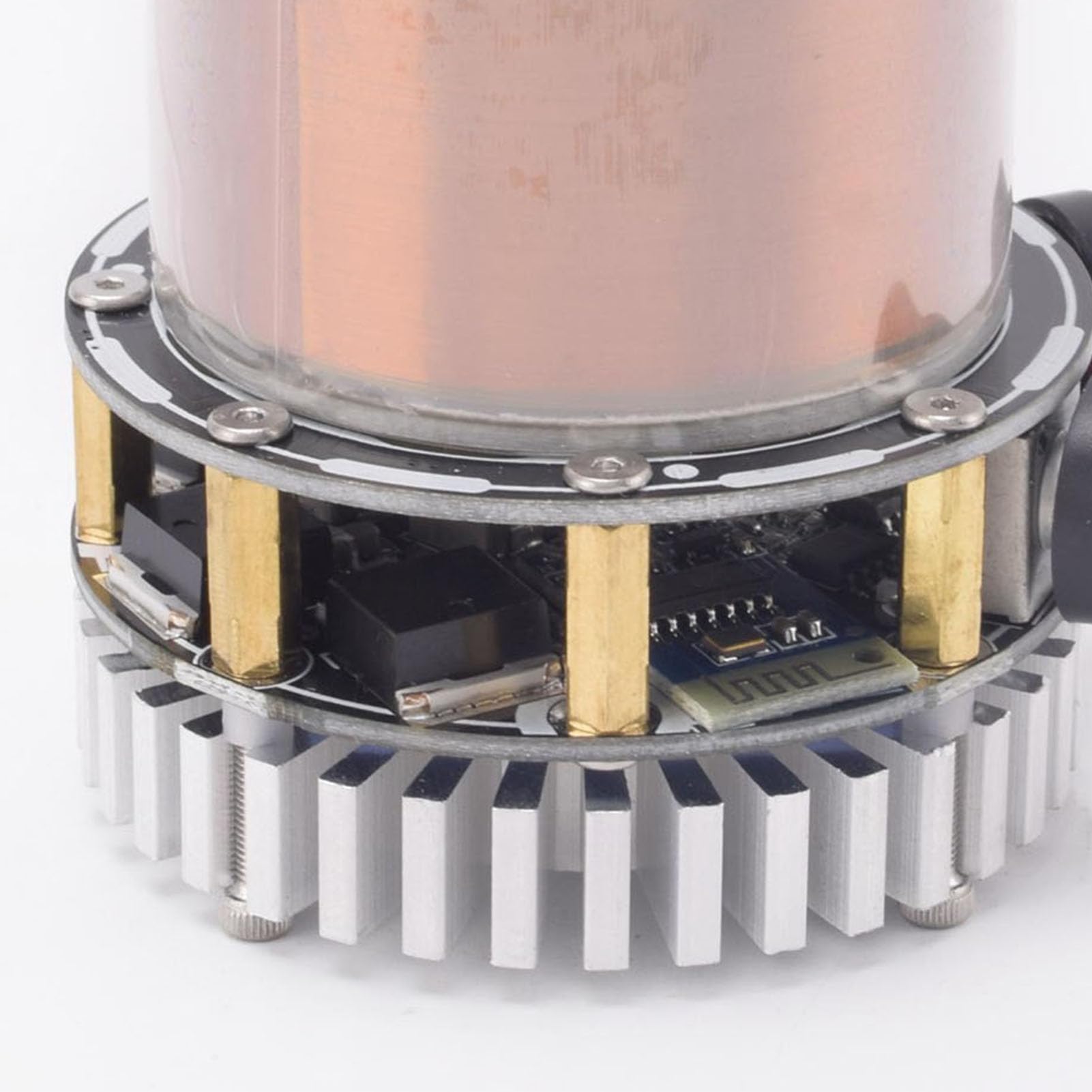 Music Coil Bluetooth Music ARC Generator con luci a LED surriscalmento della protezione in lega 48 V giocattolo desktop in acciaio per appassionati di scienze e collezionisti