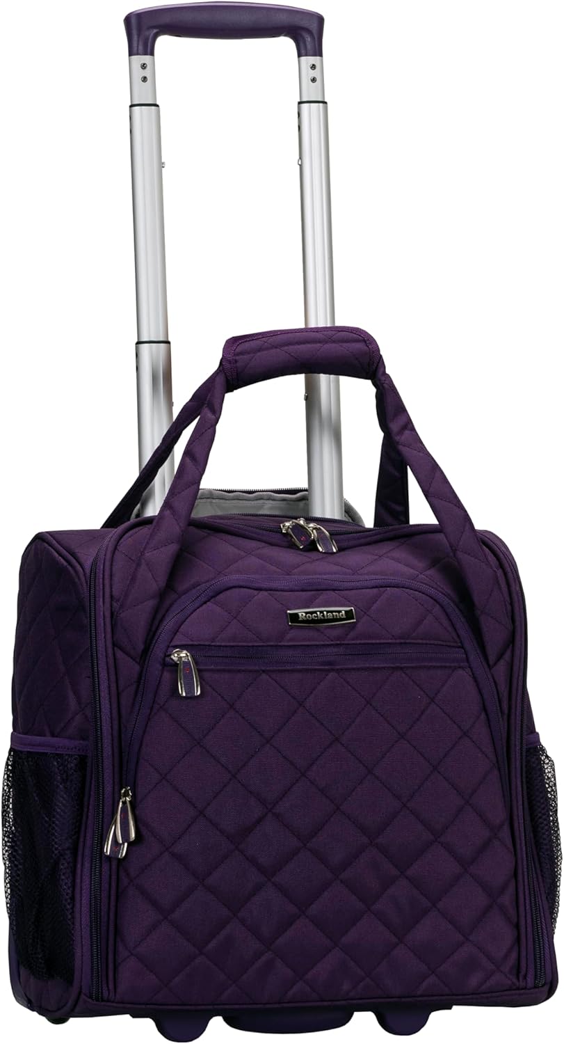 Rockland Melrose Upright Wheeled Underseater Carry-On Luggage, Purple, 15-Inch Carry-On 15-Inch Purple