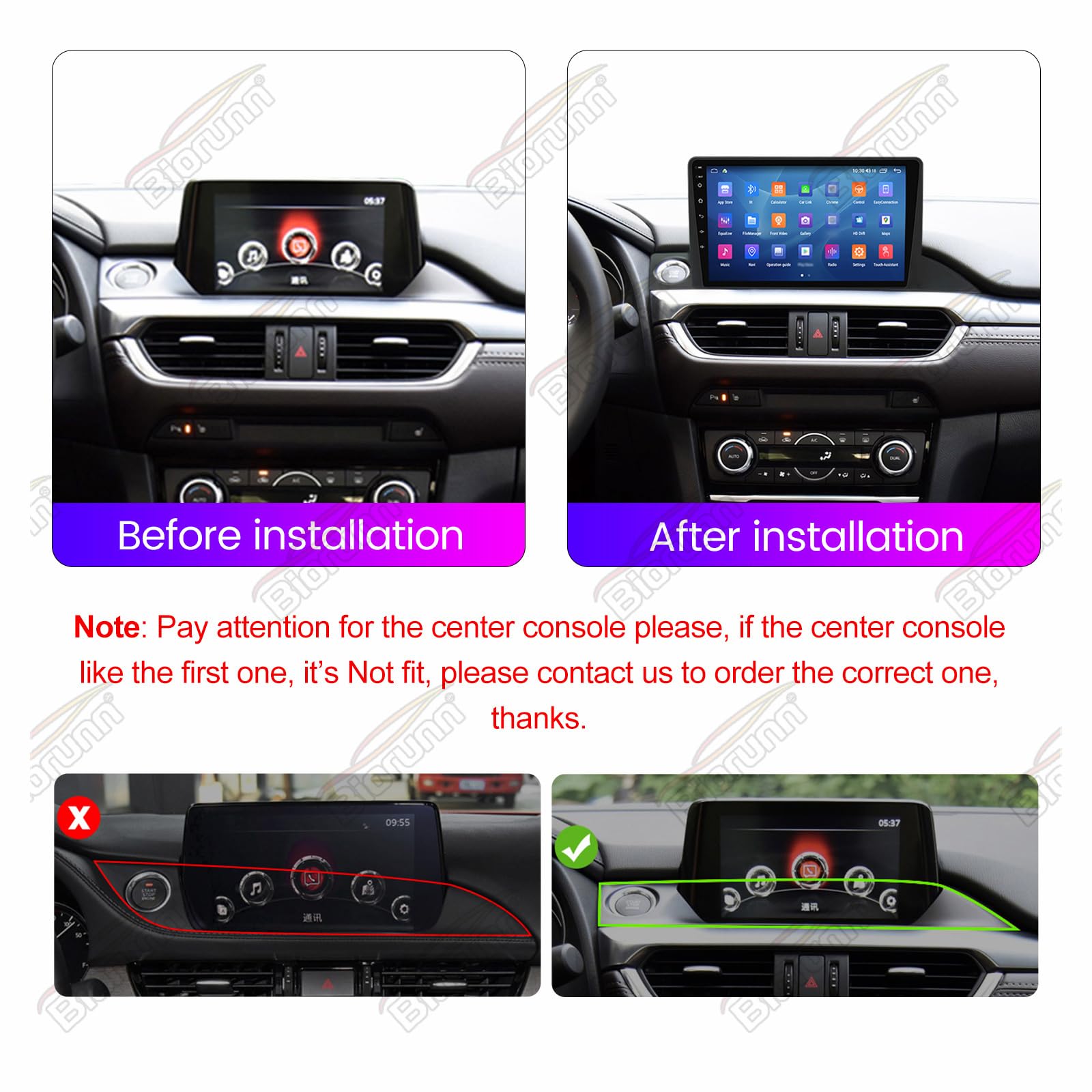Android 13 Car Radio Stereo for Mazda 6 2016 2017 2018, Biorunn 9 Inch Octa Core GPS Navi Wireless Wired Car-Play Android Auto Head Unit IPS FM AM RDS DSP, 2GB RAM 32GB ROM