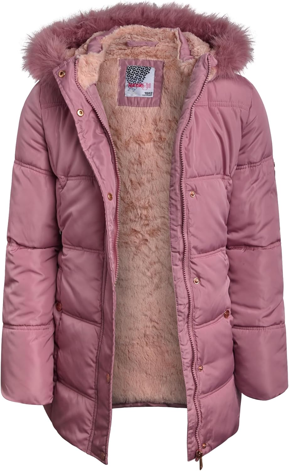 KENSIE GIRL Girls Puffer Jacket - Insulated Polar Fleece Puffer Winter Coats for Girls w/Fur Hood & Matching Snow Hat - Image 4