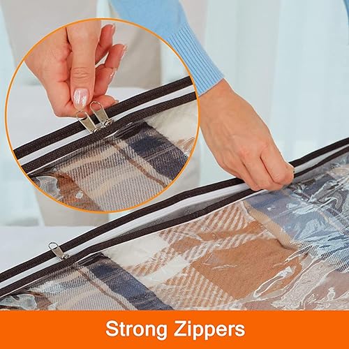 Miniatura 8 de 3 bolsas de almacenamiento debajo de la cama, a prueba de polvo, gran capacidad, cuatro asas, a prueba de humedad, edredón con cremallera para