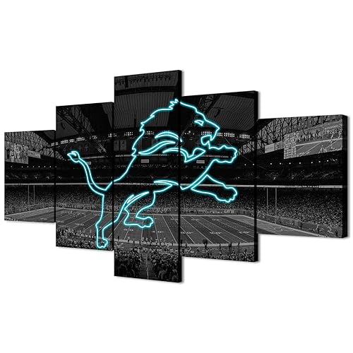 (60X100CM/5PCS) Frame Canvas Print Poster - American football Detroit Field