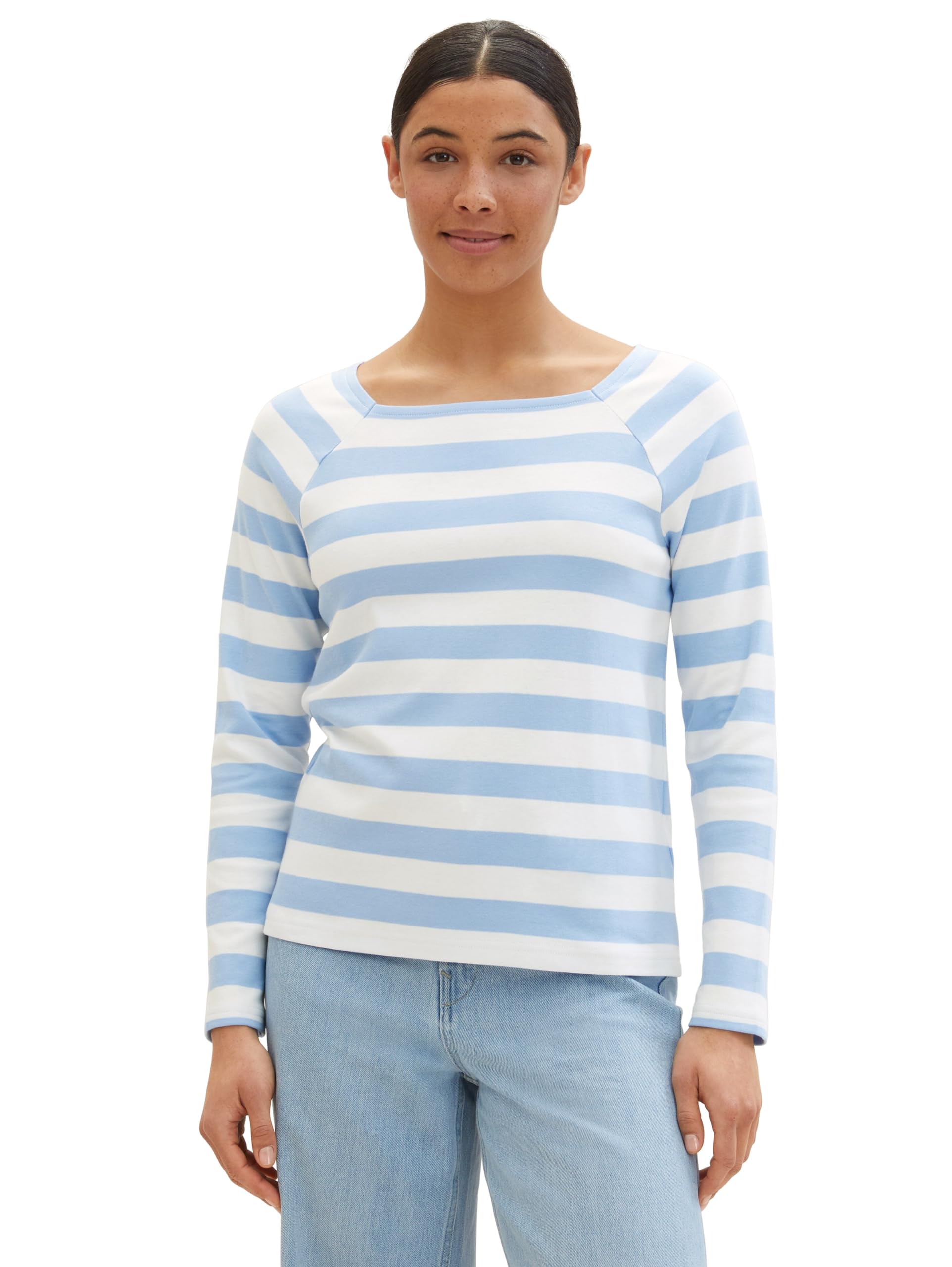 TOM TAILOR Women's Long-Sleeved T-Shirt, 34764 - Blue Offwhite Stripe, XXS
