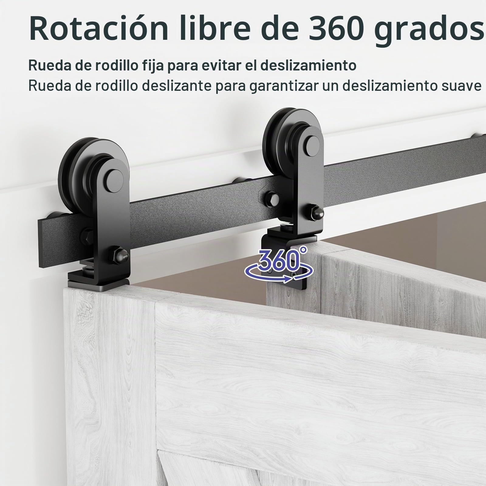 153cm/5FT Herrajes Puertas Correderas Plegable Rieles Kit Puerta Corredera Negro para 2 Puerta Corredera Madera 74cm Ancho T Ruedas