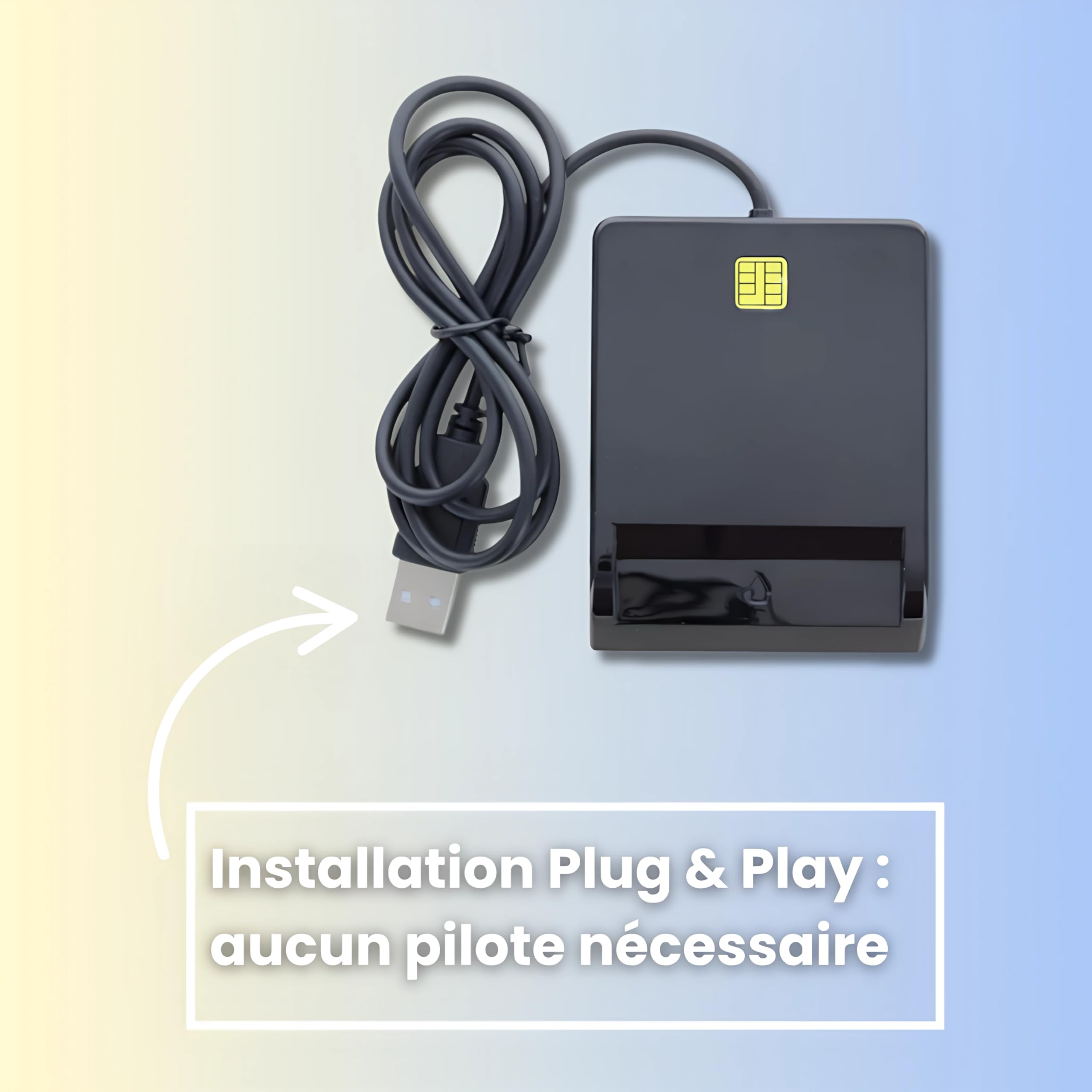DCR1 Lecteur Carte CPS (Carte Professionnel de santé) PC SC Carte Vitale monofente, Compatible Tout Logiciel Plug and Play - USB A USB C - Compatible Windows/Mac