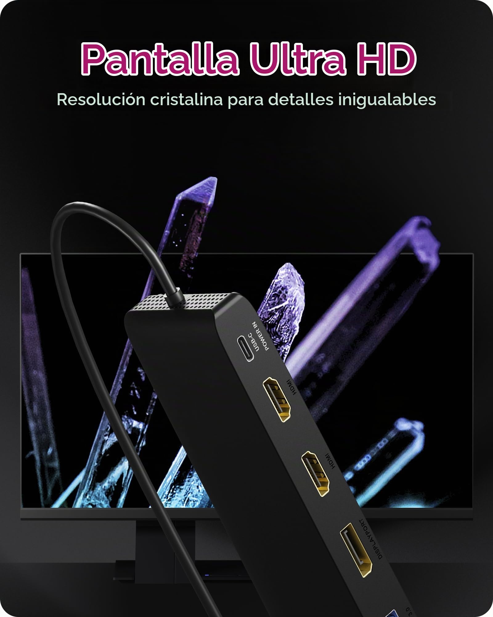 ICY BOX Docking Station USB-C (11-en-1) con 2x HDMI & 1x DP (4K 60Hz), 4x USB 3.0 HUB, Alimentazione 100W, Gigabit Ethernet, Dock Station Portatil, IB-DK2116-C
