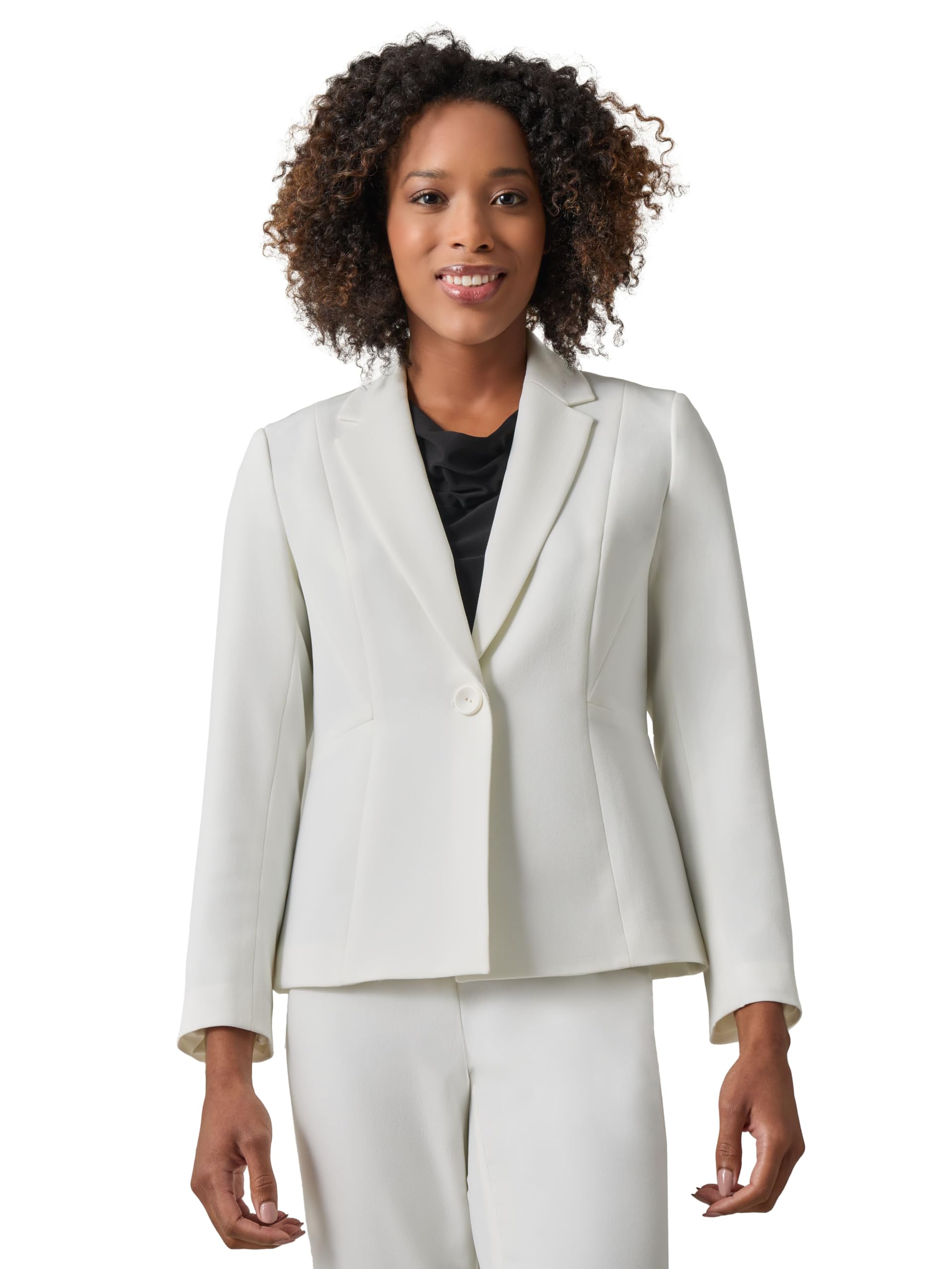 Kasper Womens Crepe One Button Blazer