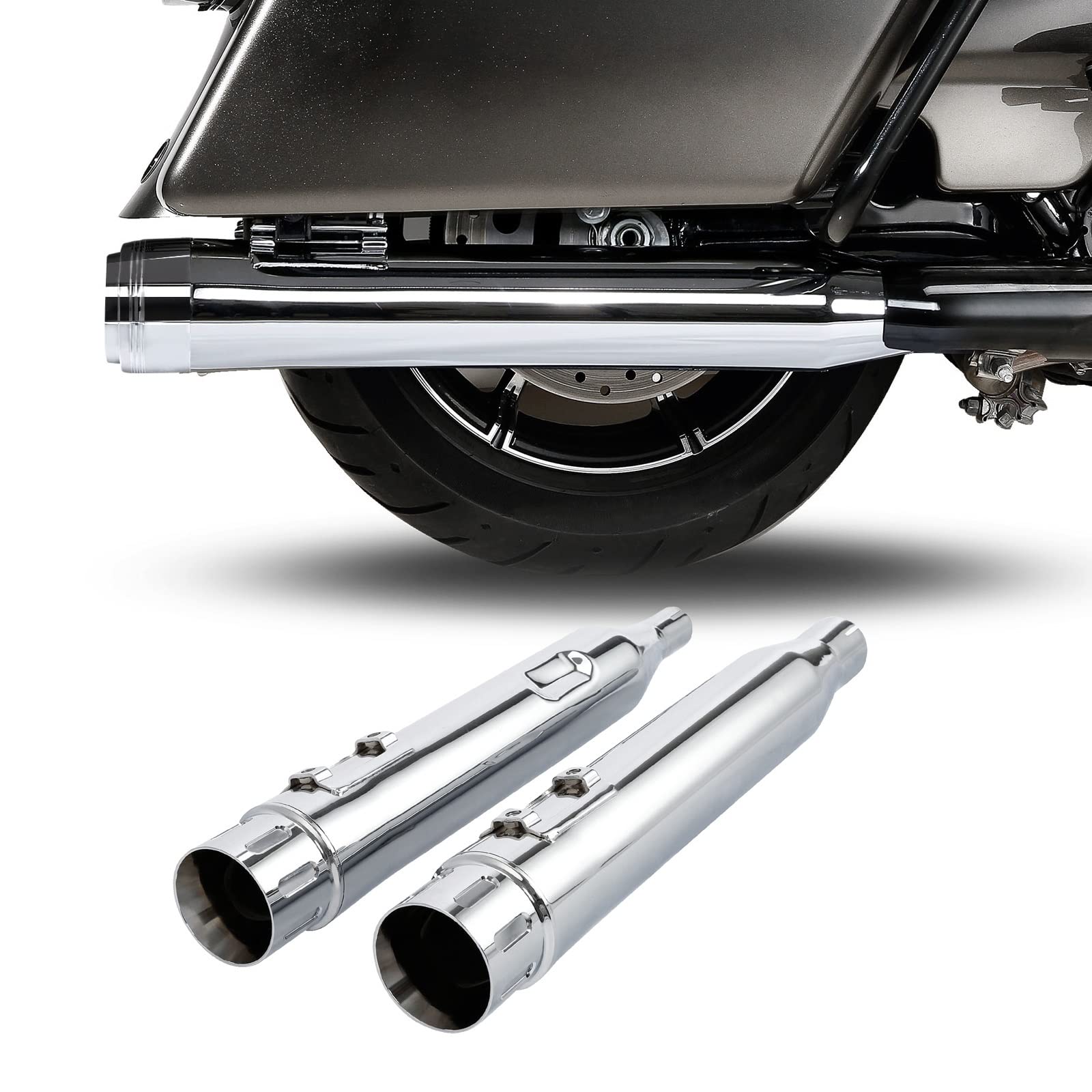 Slip On Dual Silenziatori Di Scarico Tubi Parti Del Motociclo Per Harley Touring Electra Glide Road King 2017-2020 2021 2022