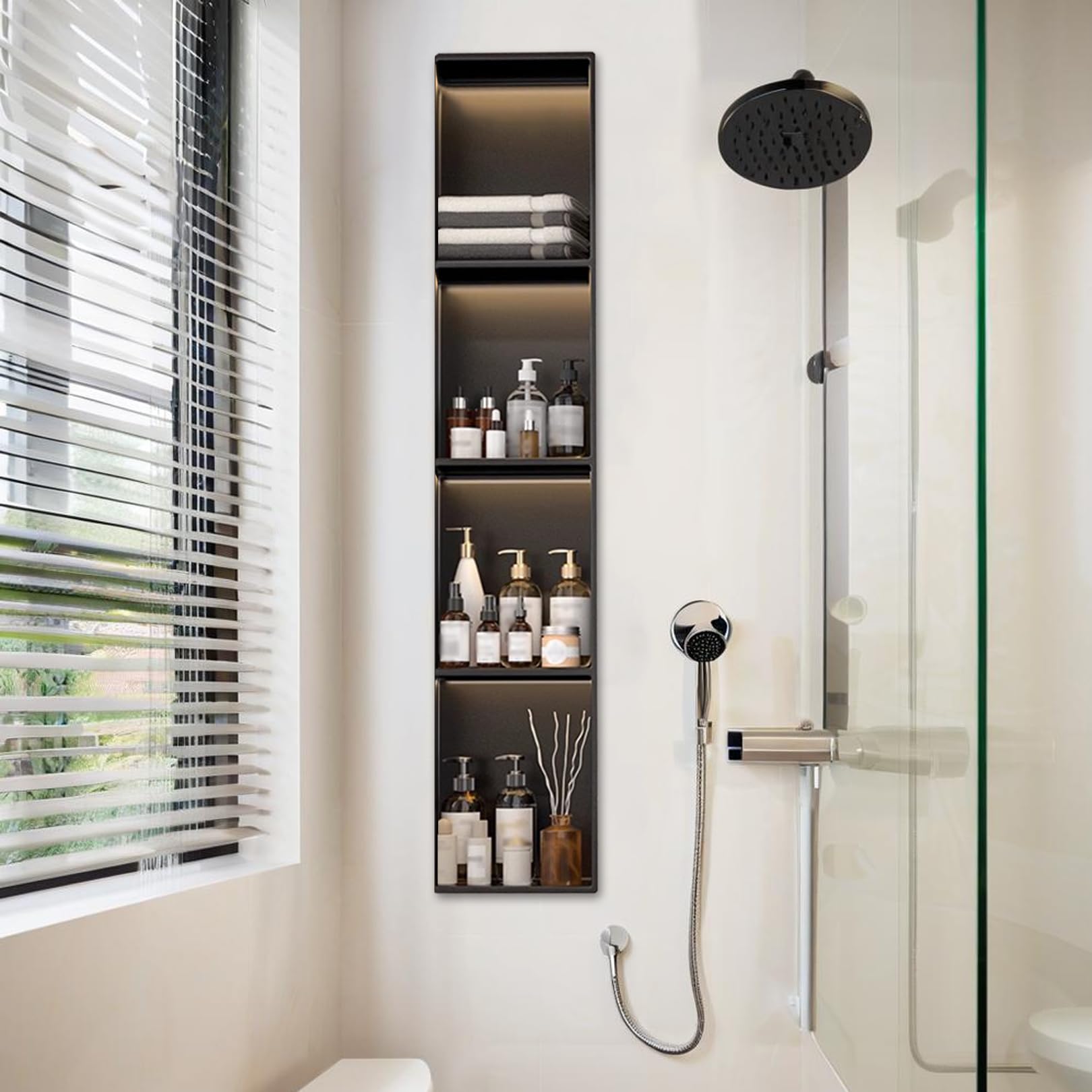 Niche encastrable en acier inoxydable Nizat noir mat étagère murale de luxe pour salle de bain