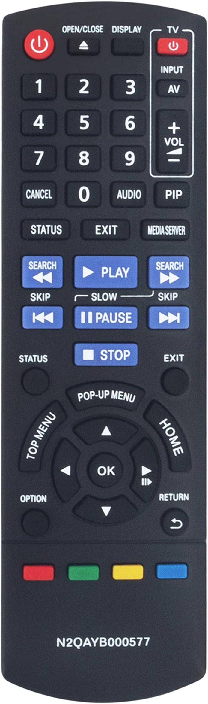 N2QAYB000577 Replaced Remote fit for Panasonic Blu-Ray Disc Player DMP-BD75 DMP-BDT301 DMP-BD75 DMP-BD75EB DMP-BD75EB-K DMP-BD75EE-K DMP-BD75EF-K DMP-BD75EG-K