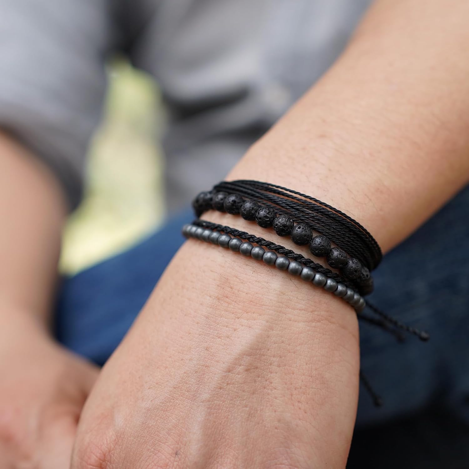 Handmade Natural Stone Beaded Healing Bracelet Gift for Men-Set of 4 Stackable Adjustable Waterproof String Rope Bracelets - Image 4