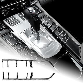 AIRSPEED for Porsche Panamera 2010-2016 Car Center Console Button Frame Cover Gear Shift Panel Sticker Carbon Fiber Interior Trim Accessories, Black