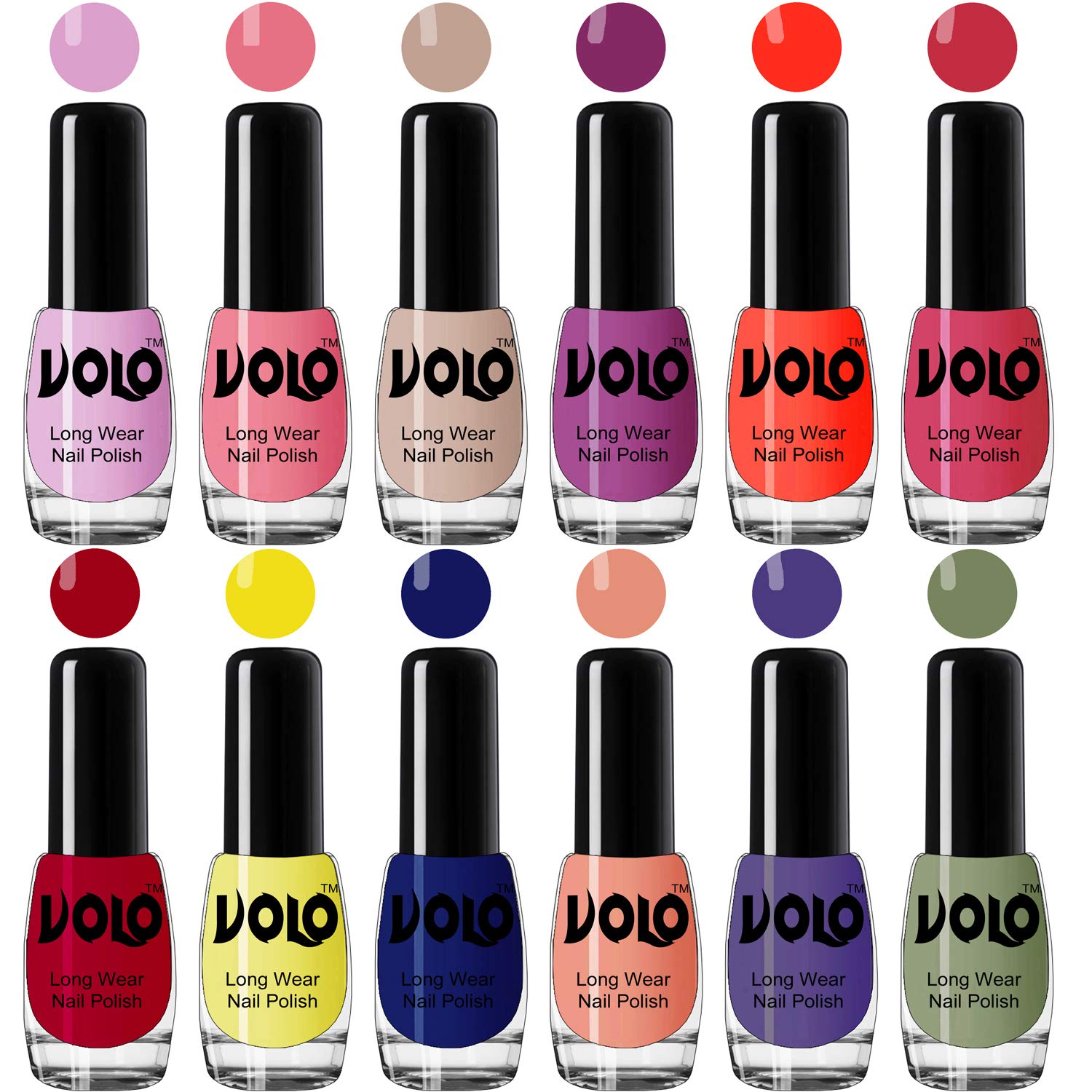 Volo Boss of Gloss Nail Polishes Set of 12 Pcs Infinite Collection(Purple, Pink, Nude, Plum, Coral, Pink, Red, Yellow, Blue, Peach,Purple, Green) 60 ML-image-31