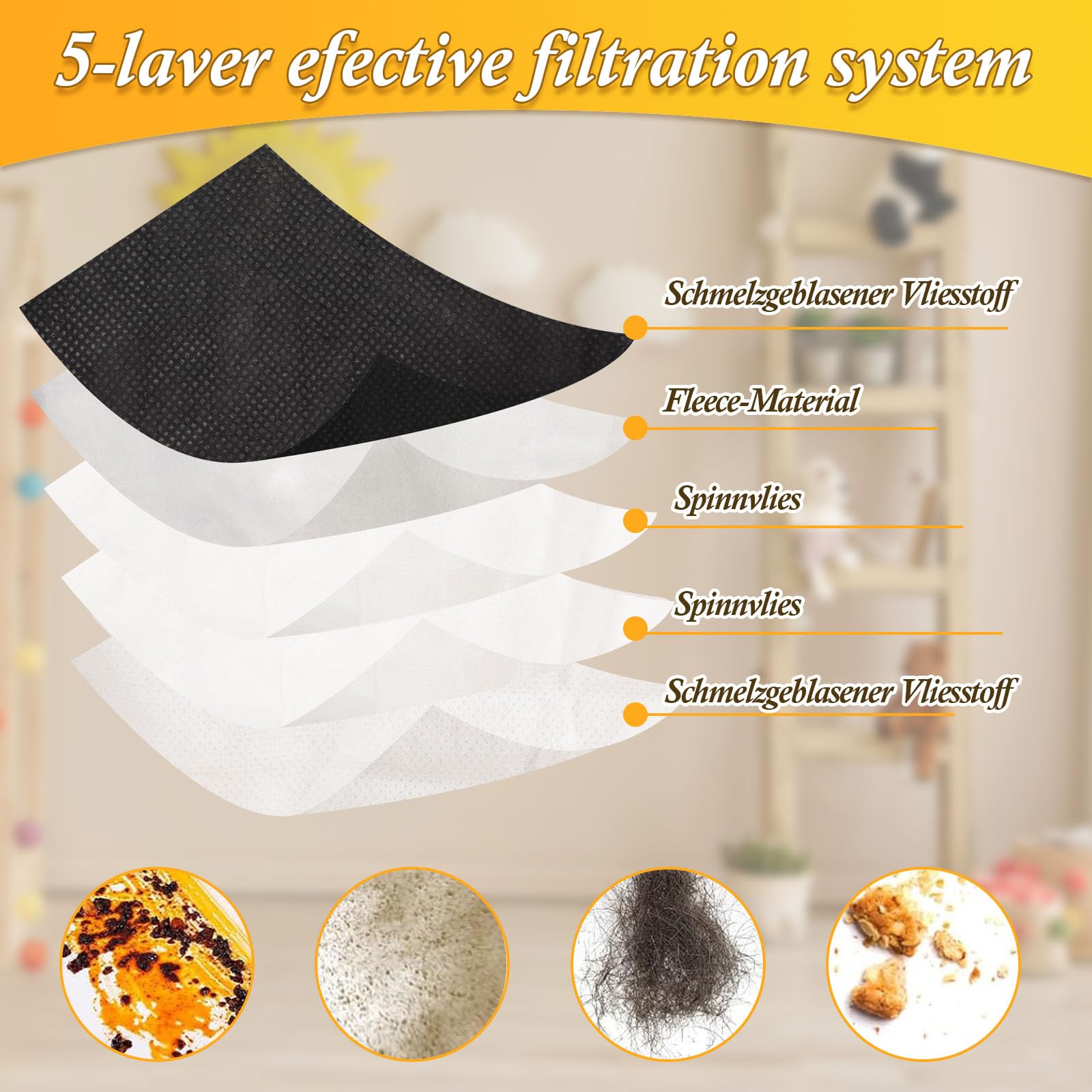 Produktbild von 8 Staubsaugerbeutel Für Vorwerk Kobold VK7 FP7 – Premium-Filter, 5-lagig, Inkl. Filter Und Bürste