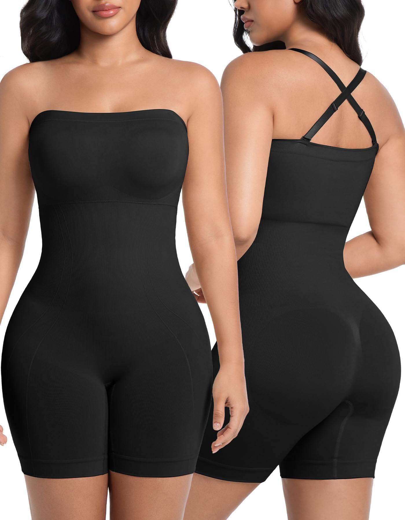 Shapewear Bodysuits Built in Bra, Tummy Control Strapless/strap Top for Women, Full Body Shaper Seamless Waist Trainer