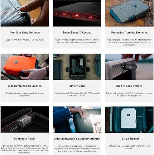 Vista 4 de Vaultek - Caja fuerte portátil, resistente al agua, texturizada, electrónica, ideal para guardar y organizar pertenencias valiosas o armas