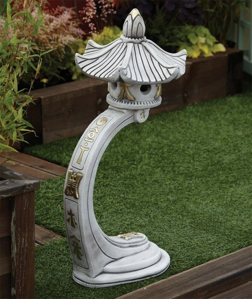 Oloma Grey Stone Concrete Pagoda Sculpture Stone Lantern Pagoda Statue Outdoor Curve Pagoda Ornament Cement Large Temple Ornament Pagoda Lover Gift Front Door Decor Handmade Pagoda Lover Gift