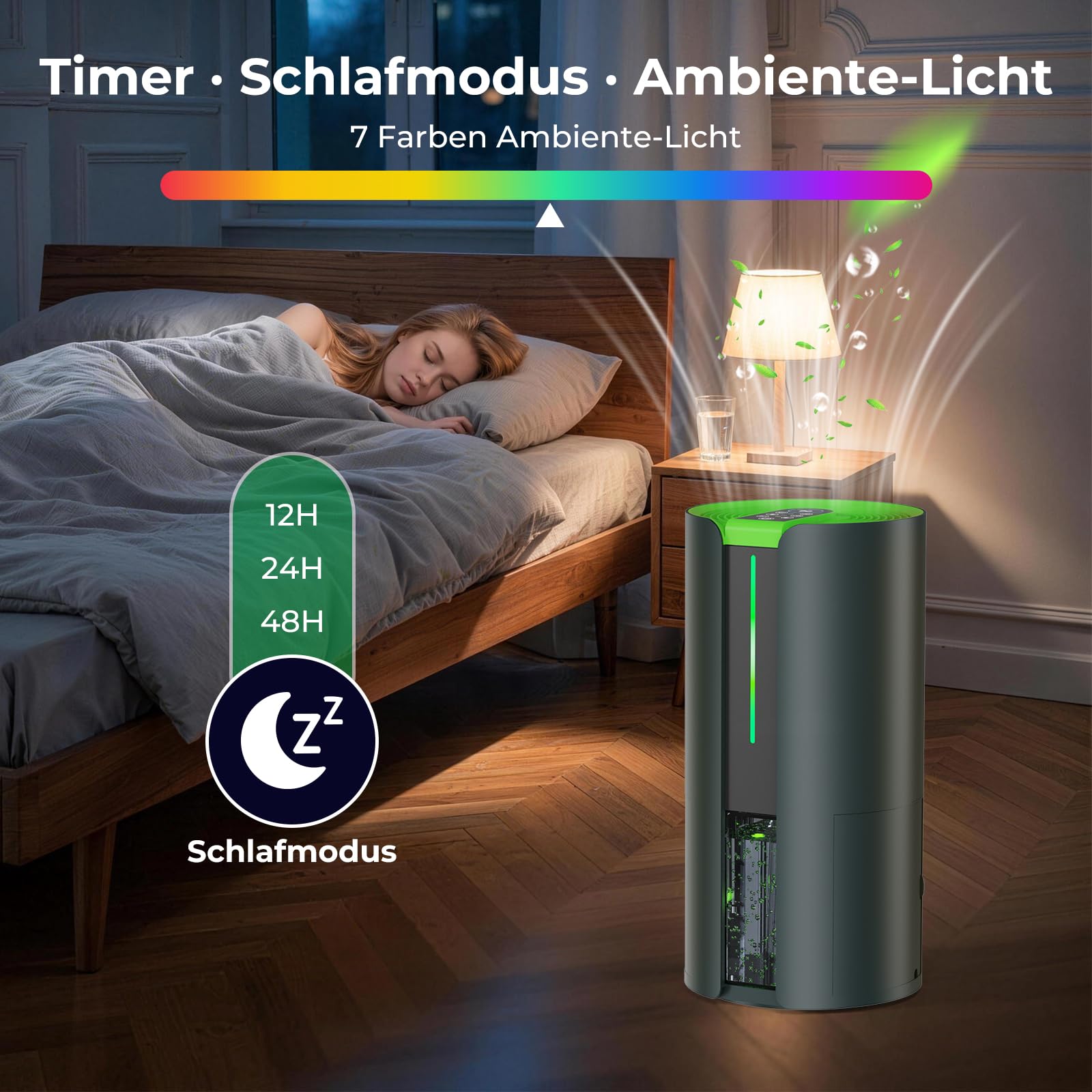 Evaporative Luftentfeuchter 16L/24H mit Waschetrockner & Luftreiniger, Funktioniert auch bei -15°C, mit Ablaufschlauch, 100m² Abdeckung für Keller, Bad, Schlafzimmer, Küche