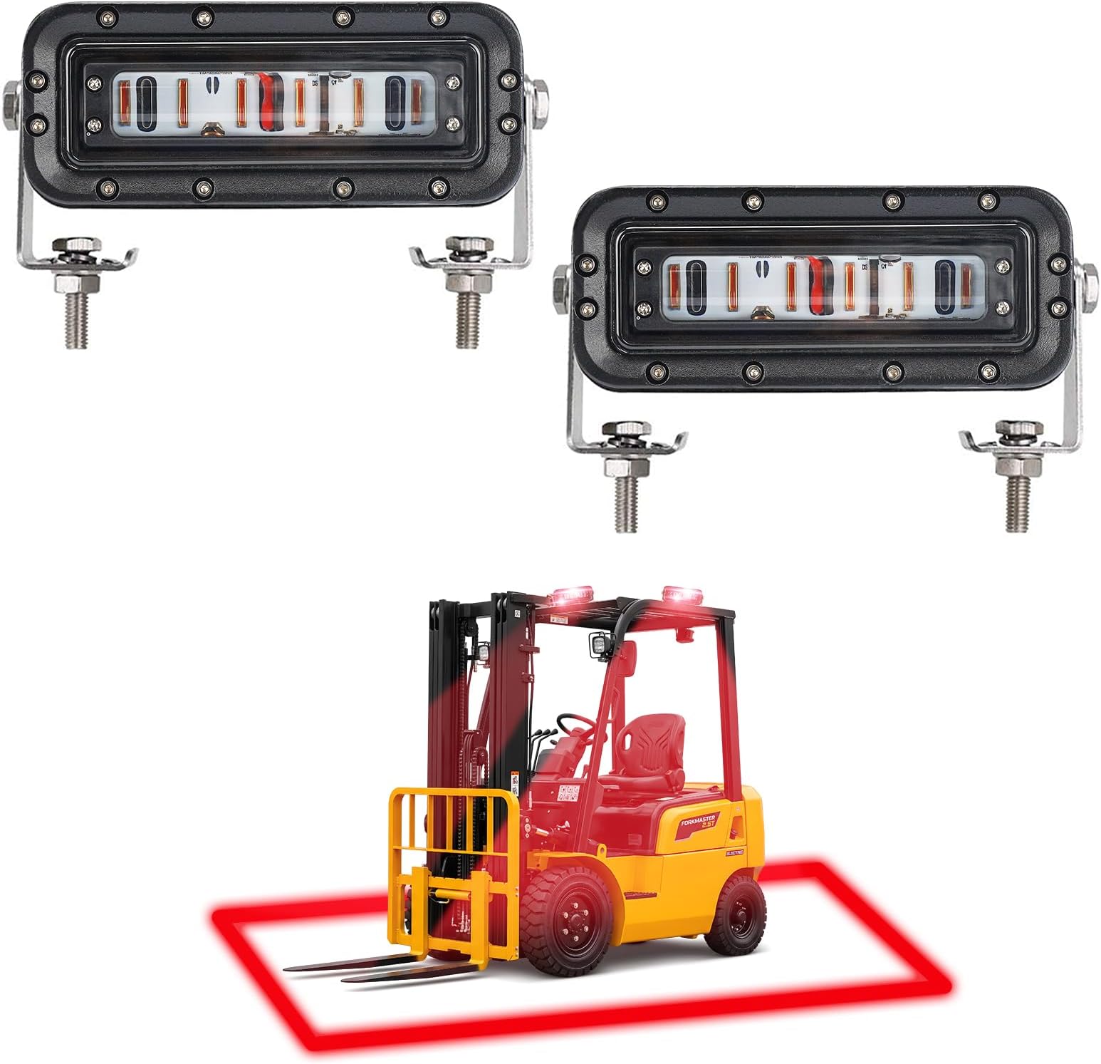 BORDAN Forklift Safety Light LED, Red Zone Forklift Danger Zone Warning Light, Work light Warehouse For Forklift Truck Security Indicator Safety Light, Led Forklift Side-Mount Pedestrian Safety Light