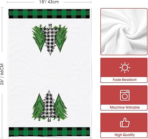 Miniatura 6 de Artoid Mode Juego de 4 toallas de cocina de Navidad con diseño de copos de nieve de búfalo verde, 18 x 26 pulgadas, decoración diaria de invierno