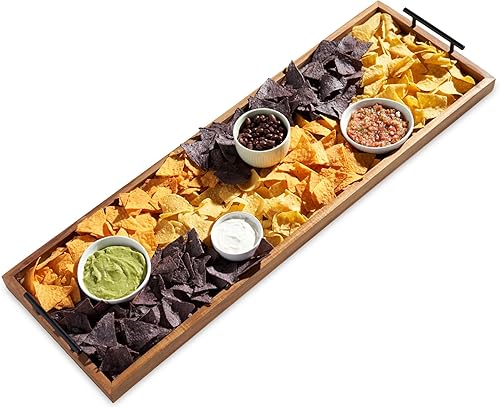 Miniatura 9 de Twine Modern Manor - Plato de longboard con asas, tabla rectangular para quesos y bandeja de decoración del hogar, accesorios para mesa de comedor,