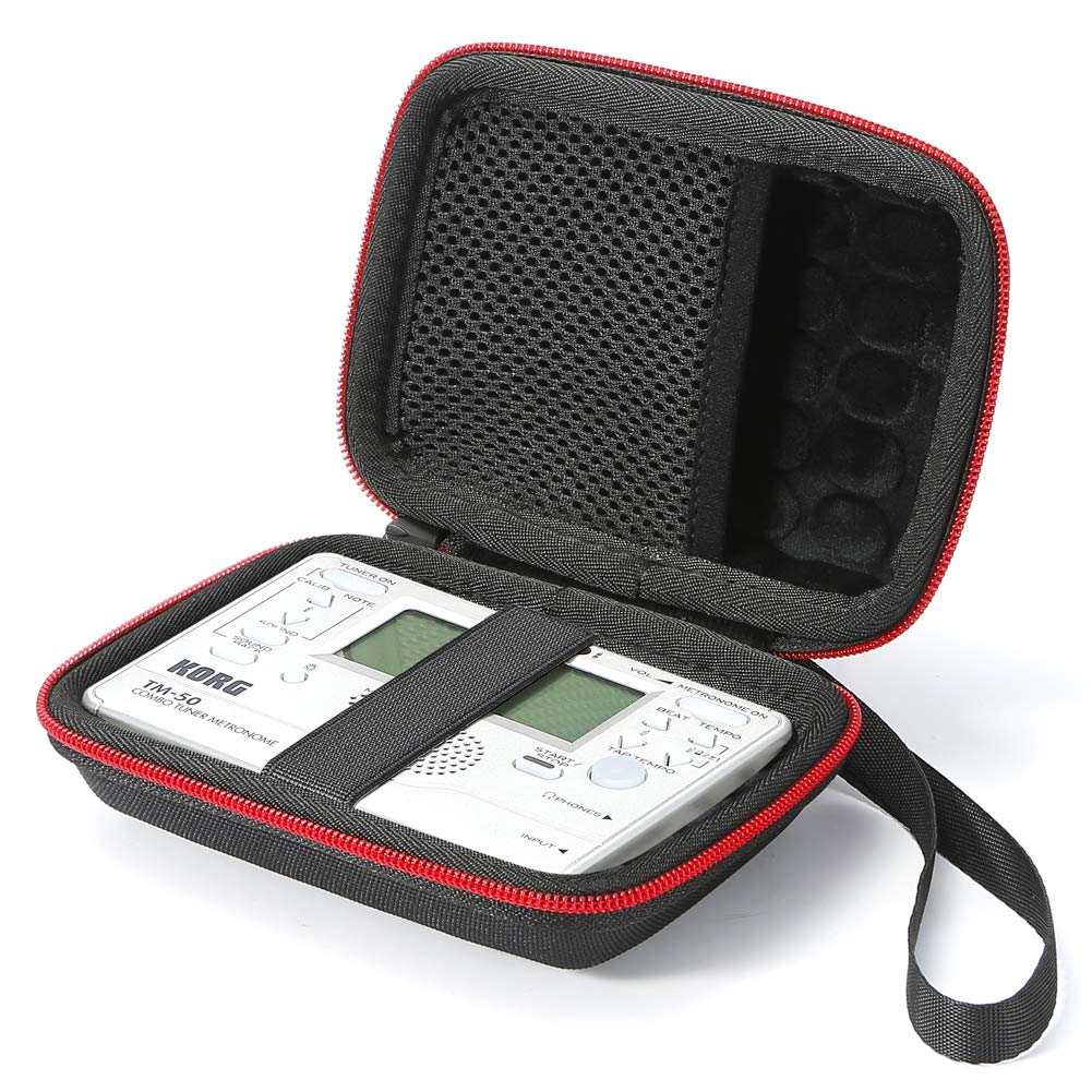 Hartschalen-Reiseetui für Korg TM-50 / TM-60BK Tuner Metronom und Mikrofon zum Aufstecken, schützende Tragetasche - Schwarz (sch)