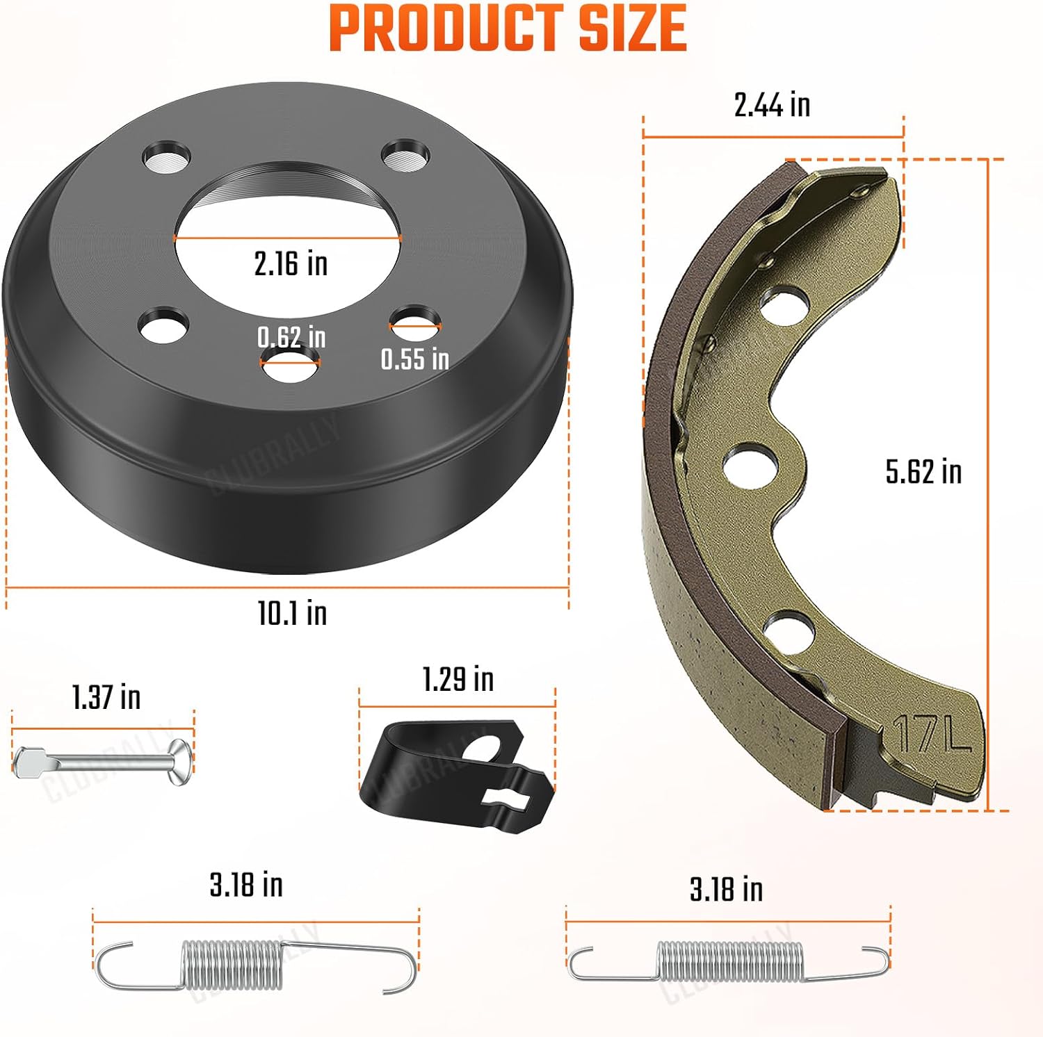 Golf Cart Brake Drum/Hub and Brake Shoes Spring Kit Fits Club Car DS 1981-1994 4263,1011137 101146302 101816301