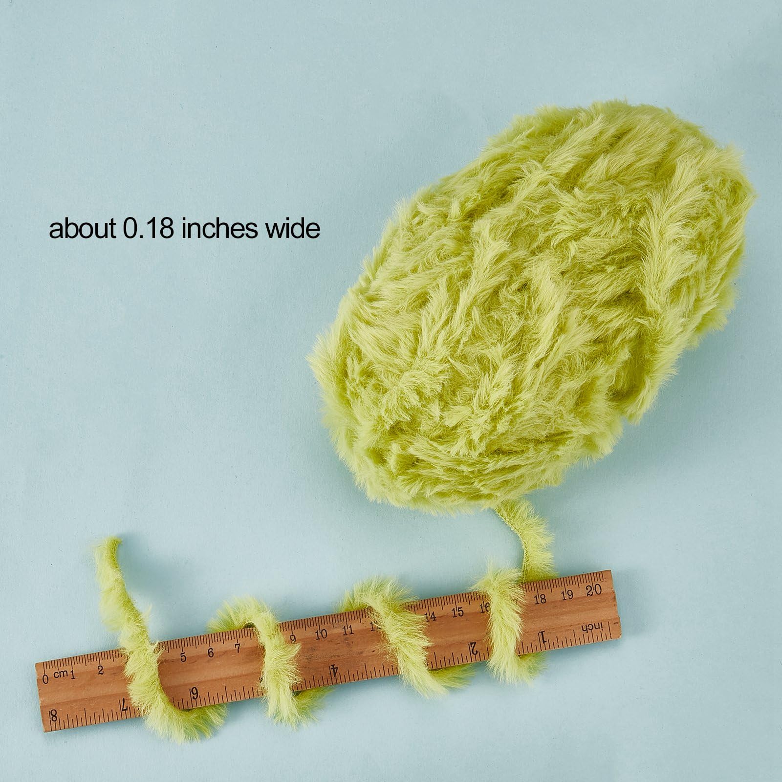 BEEFLYING 2 Roll Super Soft Fur Chunky Fluffy Faux Fur Yarn for Crochet Knit Blanket Rug Clothes - 2×30m(2×32.8yds,51g×2)-Yellow Green - Image 2